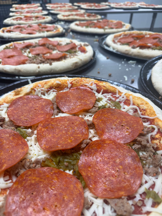 Musso’s Homemade Frozen Pizza - Pepperoni, Sicilian Sausage & Roasted Chilies (14”)